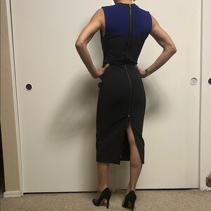 Dress body con Midi Black and Blue Sleeveless Dress with zip up the  back